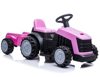 Elektrische kindertractor met aanhanger - roze