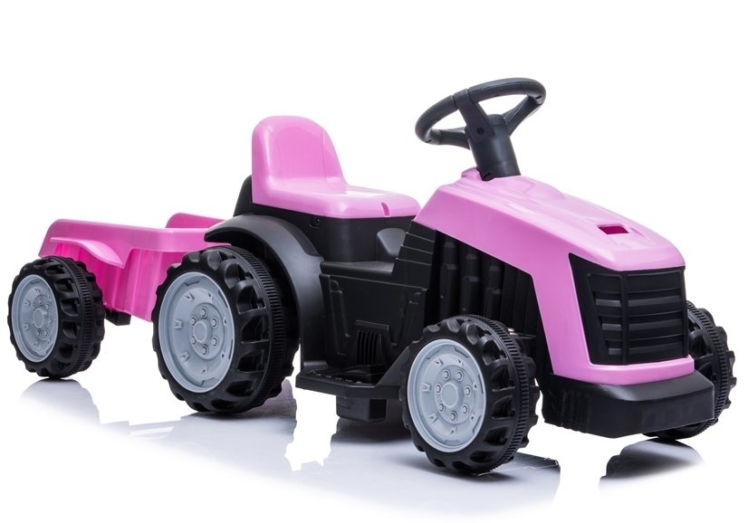 Elektrische kindertractor met aanhanger - roze