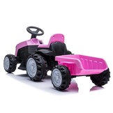 Elektrische kindertractor met aanhanger - roze
