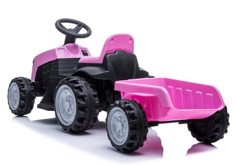 Elektrische kindertractor met aanhanger - roze