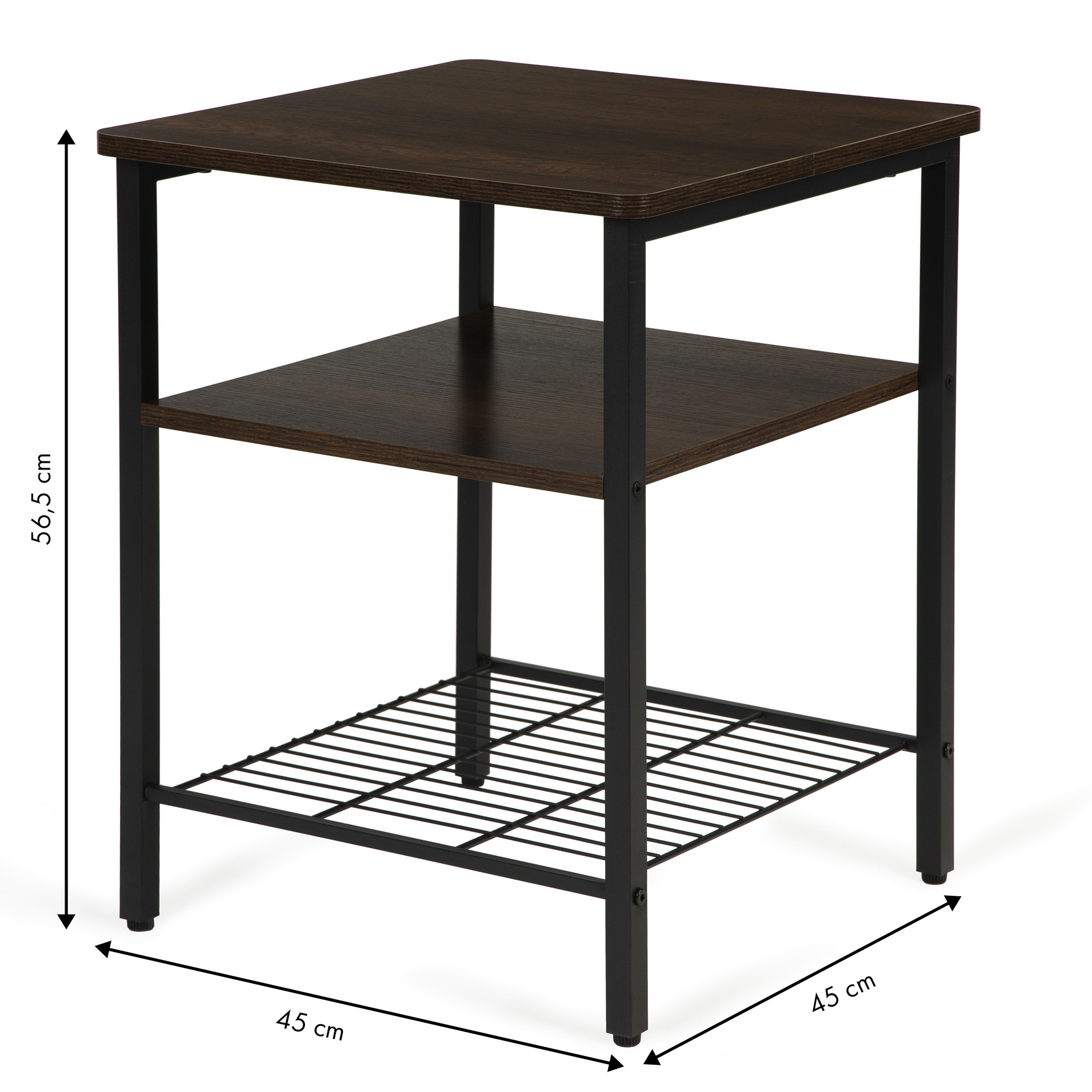 Salontafel 3 lagen met rek – Zwart