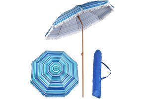 Parasol 180 cm - strandparasol met tas - multi blauw