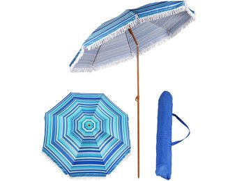 Parasol 180 cm - strandparasol met tas - multi blauw