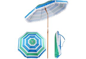 Parasol 180 cm - strandparasol met tas - groen/blauw
