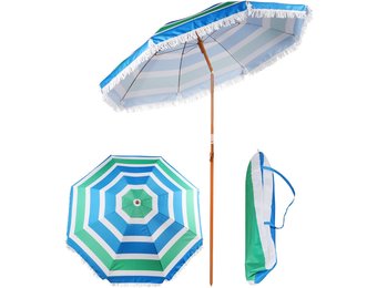 Parasol 180 cm - strandparasol met tas - groen/blauw