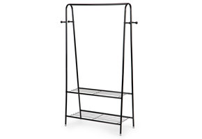 Kledingrek + 2 planken – 82 x 36 x 149 cm Zwart staal