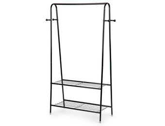 Kledingrek + 2 planken – 82 x 36 x 149 cm Zwart staal