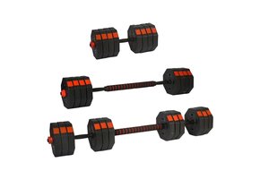 Dumbbell set 2 x 15 kg met halterfunctie 2in1 – Rood