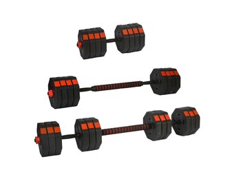 Dumbbell set 2 x 15 kg met halterfunctie 2in1 – Rood