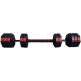 Dumbbell set 2 x 15 kg met halterfunctie 2in1 – Rood