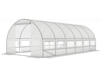 Folietunnel kweekkas met ramen 600 x 300 x 200 cm Wit
