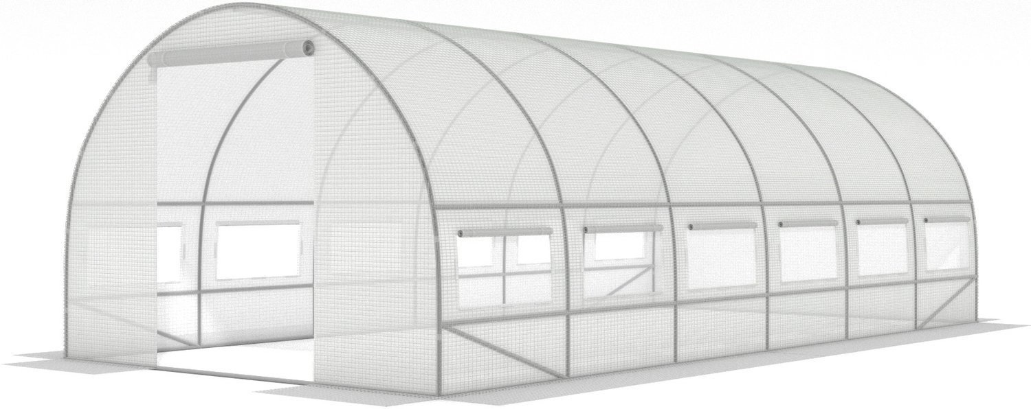 Folietunnel kweekkas met ramen 600 x 300 x 200 cm Wit