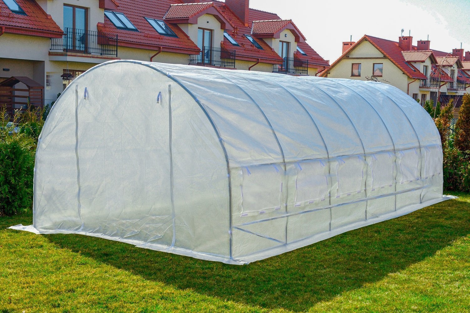 Folietunnel kweekkas met ramen 600 x 300 x 200 cm Wit