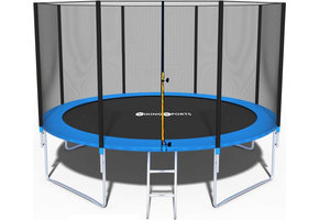 Trampoline - blauw - 404 cm - met net en ladder - tot 150 KG
