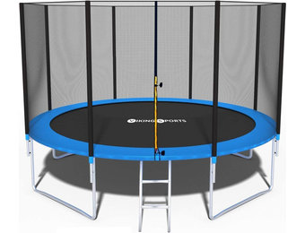 Trampoline - blauw - 404 cm - met net en ladder - tot 150 KG