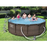 Bestway Steel Pro 366x100 cm opzetzwembad - inclusief heel veel accessoires - Rattan look buitenkant