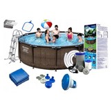 Bestway Steel Pro 366x100 cm opzetzwembad - inclusief heel veel accessoires - Rattan look buitenkant