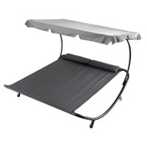 Tuin ligbed 2-persoons met zonnedak – Grijs