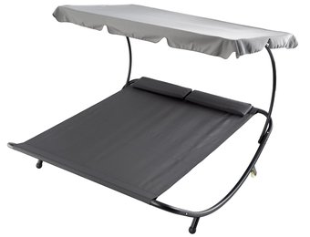 Tuin ligbed 2-persoons met zonnedak – Grijs