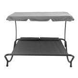 Tuin ligbed 2-persoons met zonnedak – Grijs