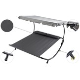 Tuin ligbed 2-persoons met zonnedak – Grijs