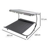 Tuin ligbed 2-persoons met zonnedak – Grijs