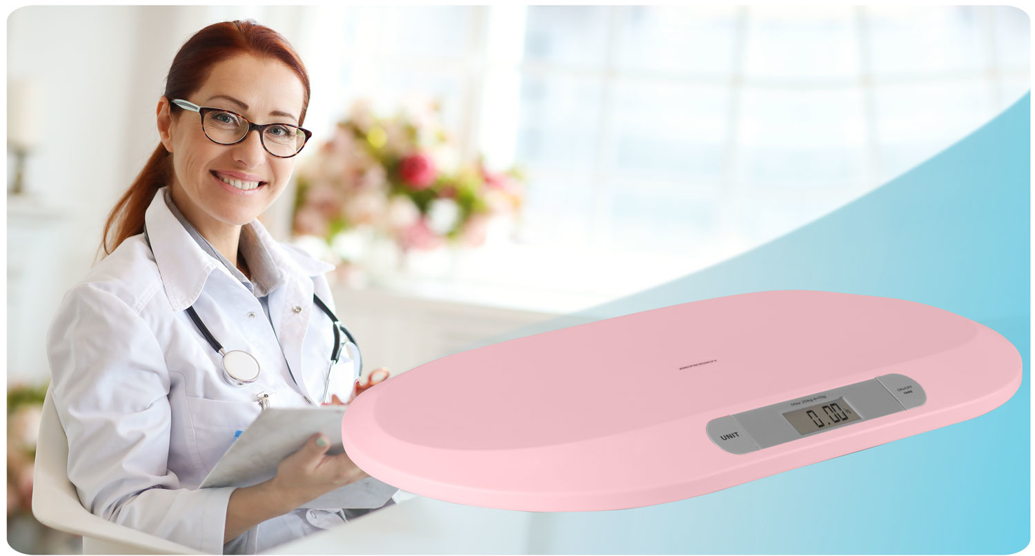 Babyweegschaal elektronisch met LCD display – Roze