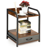 Bijzettafel nachtkastje met lade – 44 x 37 x 54 cm – Bruin