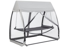 Tuinligbed hangmat met klamboe – 223 x 151 cm Grijs