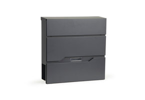 Brievenbus 3 segmenten - 37 x 37 cm – Staal – Antraciet