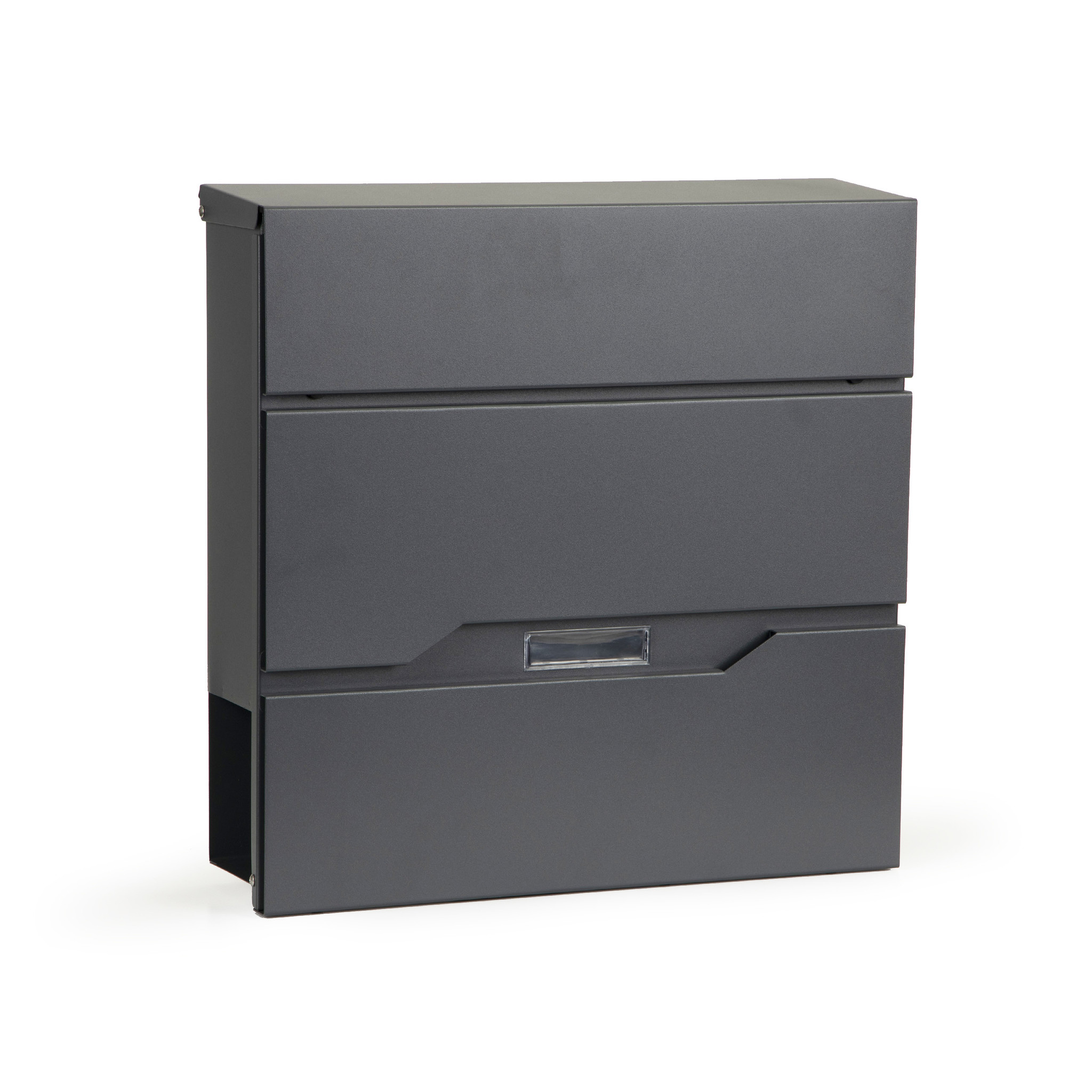 Brievenbus 3 segmenten - 37 x 37 cm – Staal – Antraciet