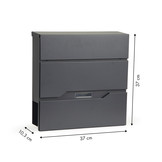 Brievenbus 3 segmenten - 37 x 37 cm – Staal – Antraciet