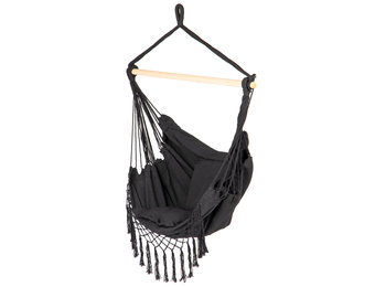 Hangmat Hangstoel Braziliaans + kussens – Zwart