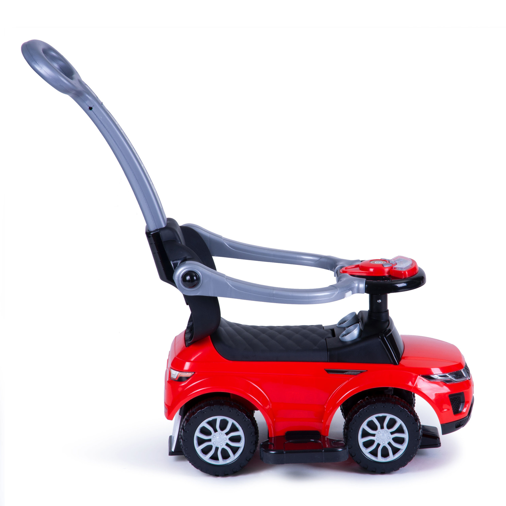Loopwagen met duwstang + kap – Interactief – Rood