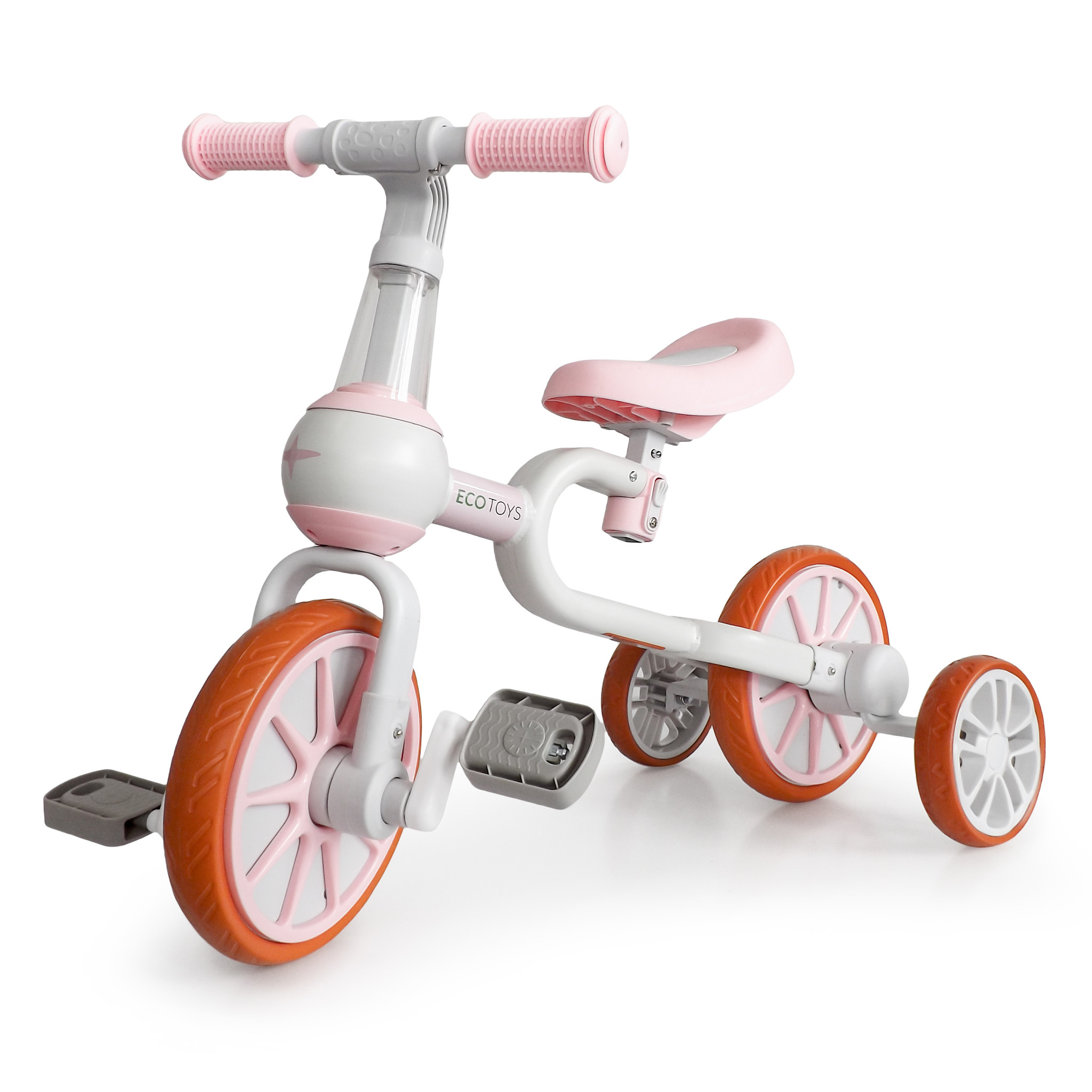 Viking Loopfiets driewieler 4in1 met zijwielen – Roze Wit VC-Lifestyle