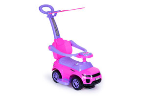 Loopwagen met duwstang roze
