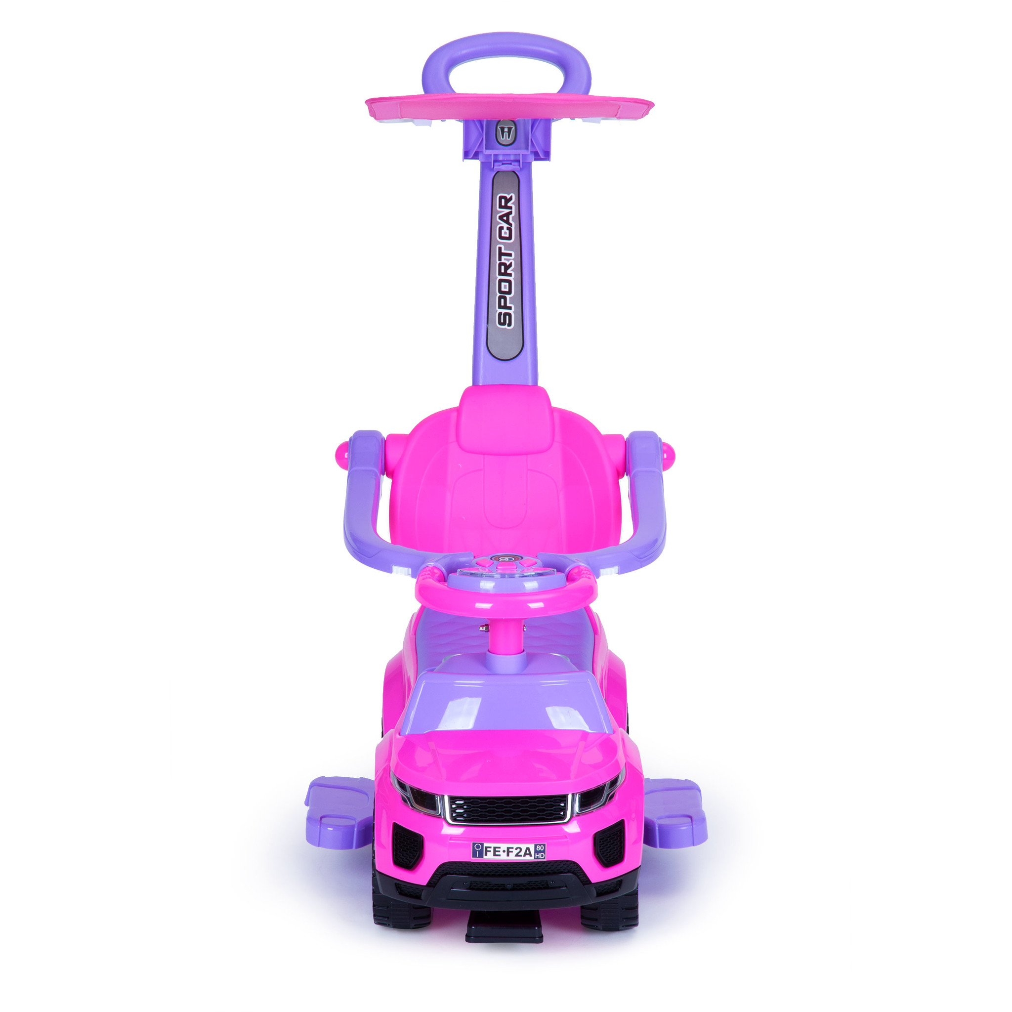 Loopwagen met duwstang roze