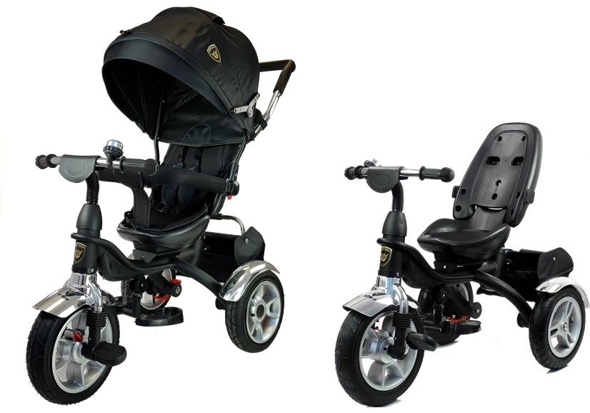 Driewieler kinderwagen - zwart - met zonnevizier