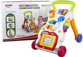 Loopwagen duwwagen interactief met tekenbord & piano