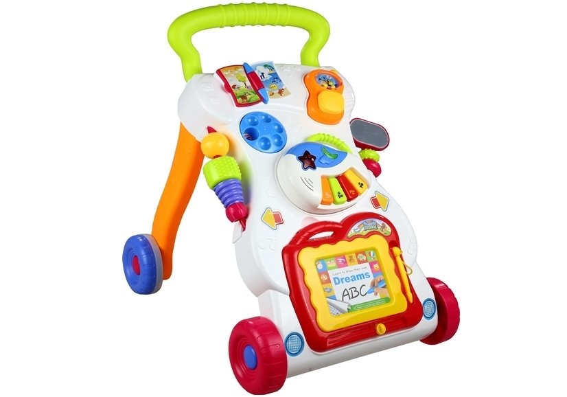 Loopwagen duwwagen interactief met tekenbord & piano