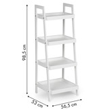 Boekenkast schuin - 100 x 29 x 30 cm - wit - 4 schappen