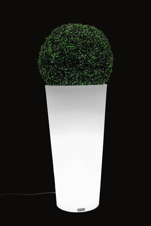 Bloempot met LED-verlichting 80 cm hoog – Wit