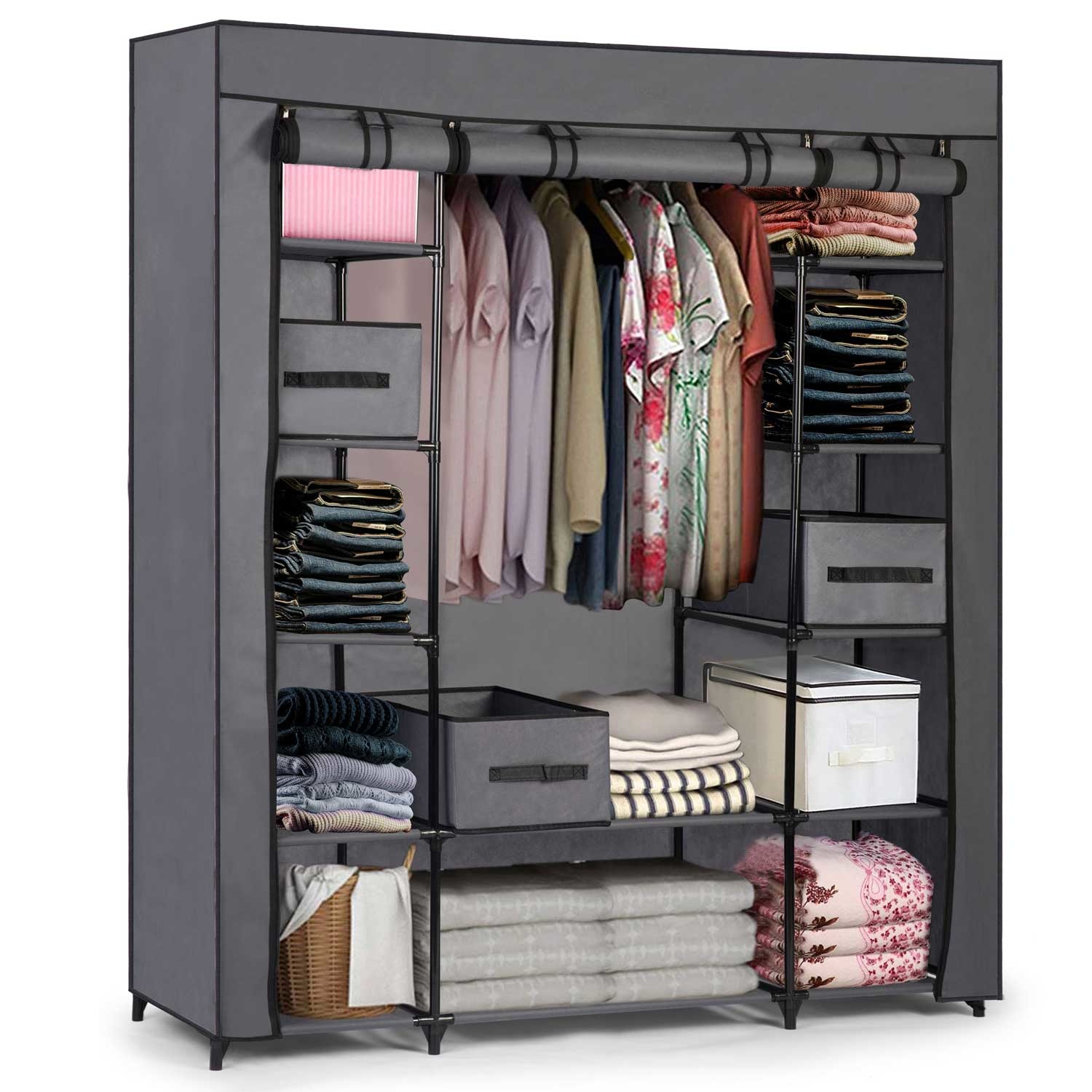 Garderobekast XL textiel 45 x 135 x 170 cm + 3 Manden