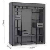 Garderobekast XL textiel 45 x 135 x 170 cm + 3 Manden