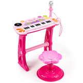 Kinder keyboard met MP3 microfoon & kruk – Roze