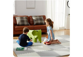 Speelmat puzzelmat wit en grijs 60 x 60 cm - 9 st.