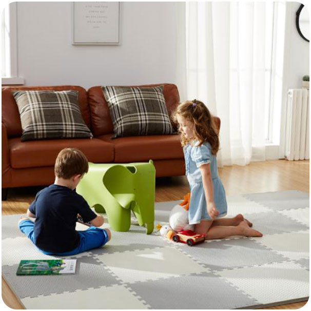 Speelmat puzzelmat wit en grijs 60 x 60 cm - 9 st.