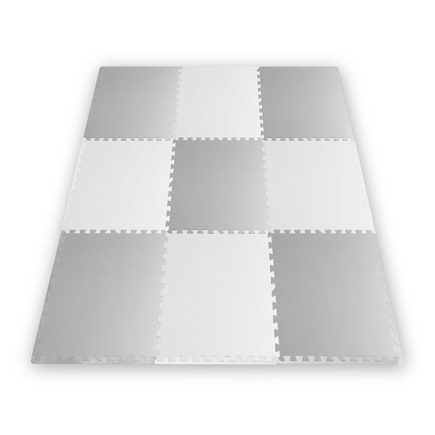 Speelmat puzzelmat wit en grijs 60 x 60 cm - 9 st.