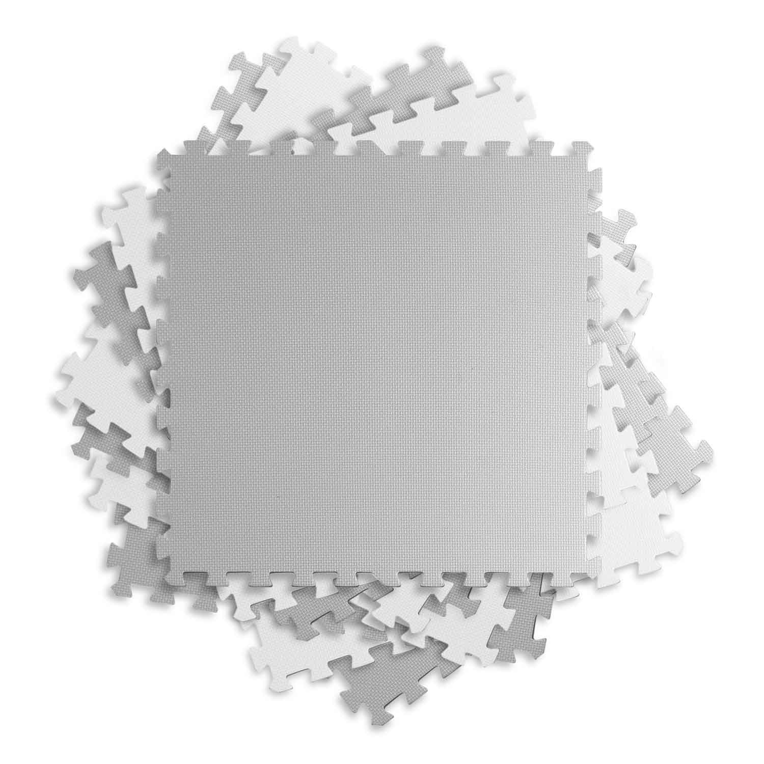 Speelmat puzzelmat wit en grijs 60 x 60 cm - 9 st.