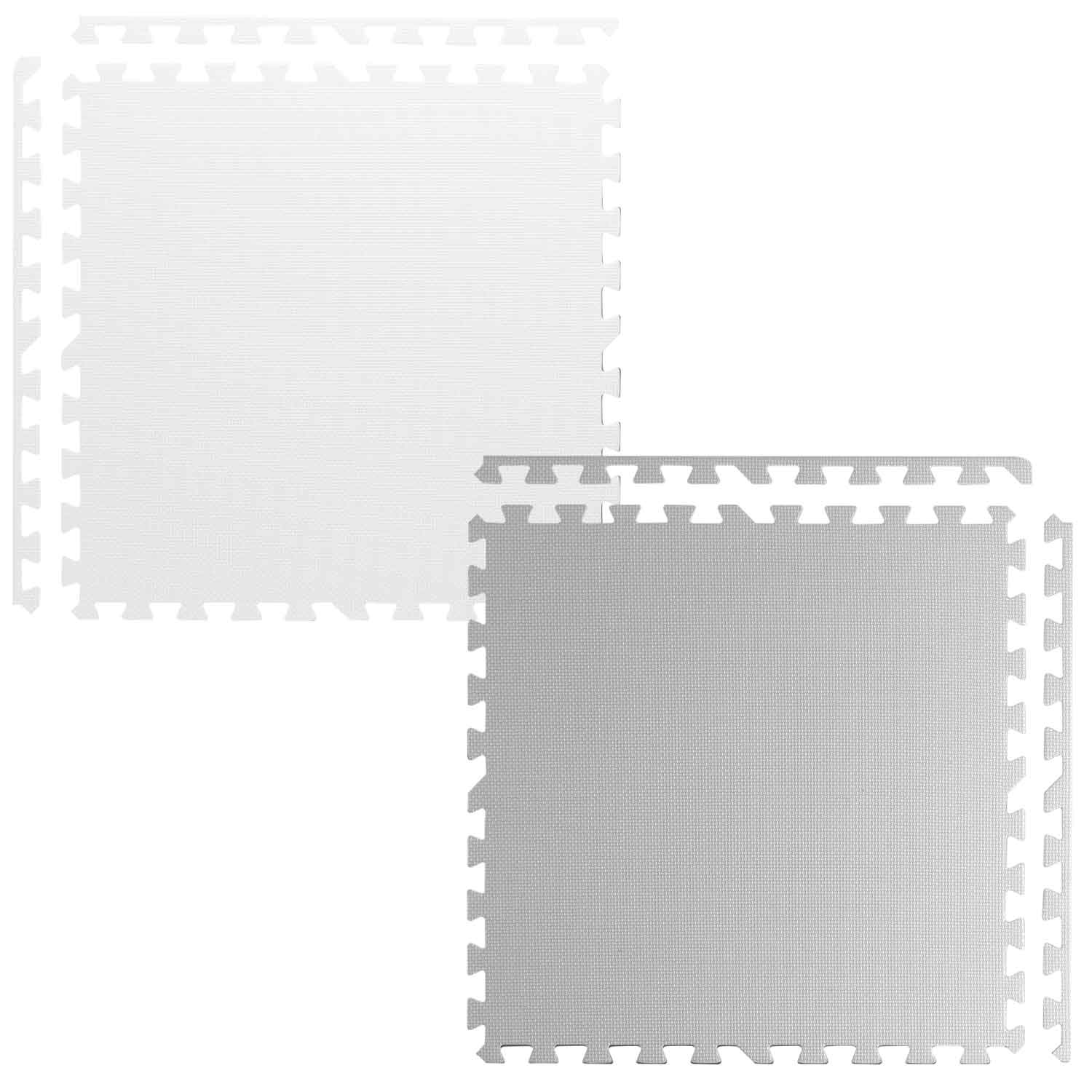 Speelmat puzzelmat wit en grijs 60 x 60 cm - 9 st.